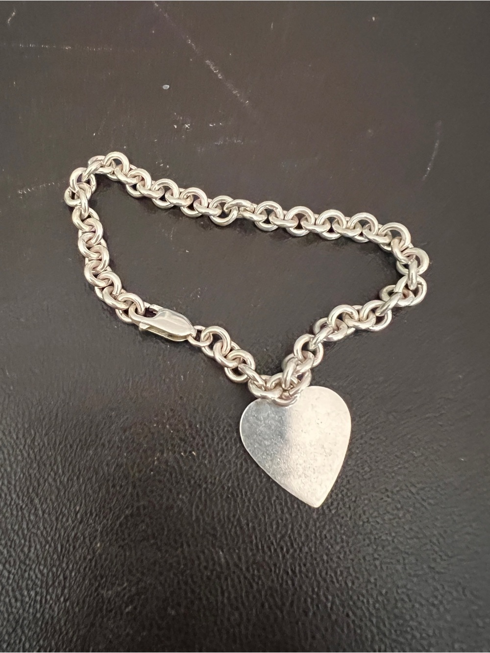 Sterling Silver Heart Charm Chain Bracelet